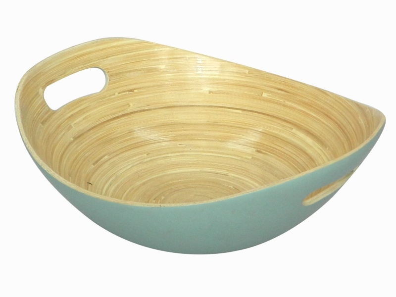 Bespoke Oval Bamboo Salad Bowl with Cutout Handles - Eco-friendly Kitchenware